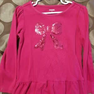 Pink shirt with sequin bow